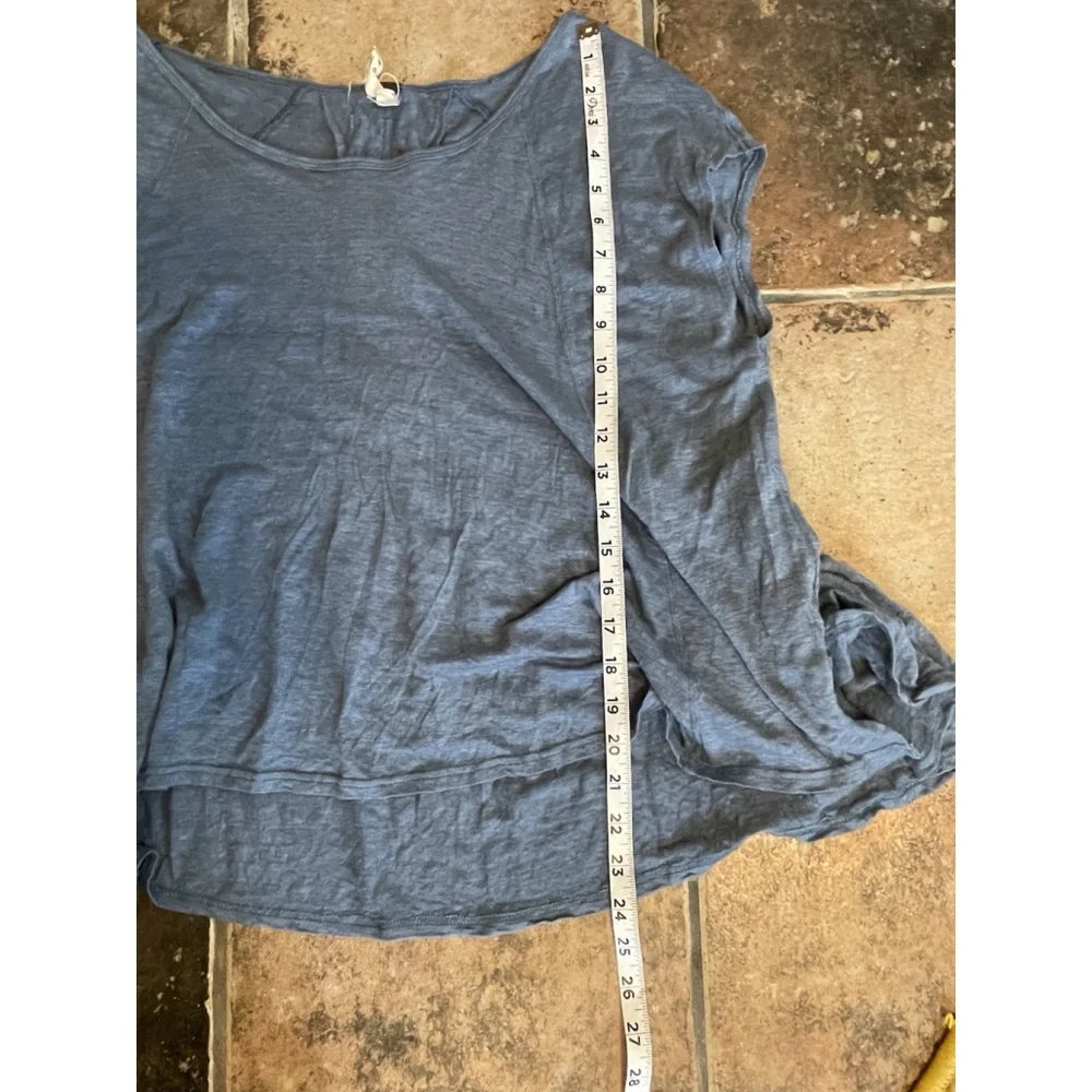We The Free Free People Linen Tunic Top Women S Blue Boho Lagenlook Oversized